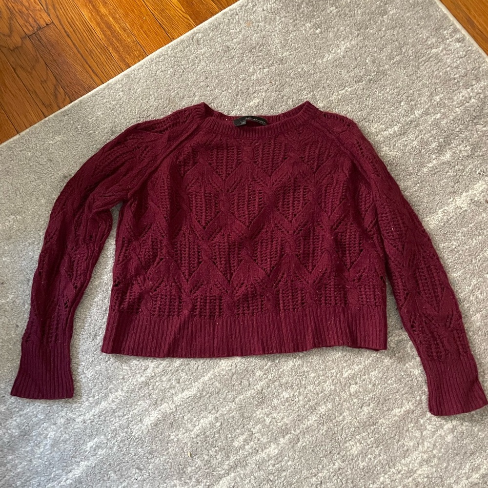 360 Cashmere Rich Burgundy Crew Neck Sweater